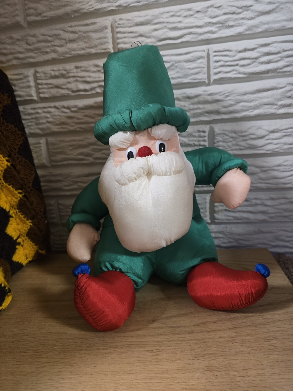 Green Holiday Santa Plush Toy with Red Shoes